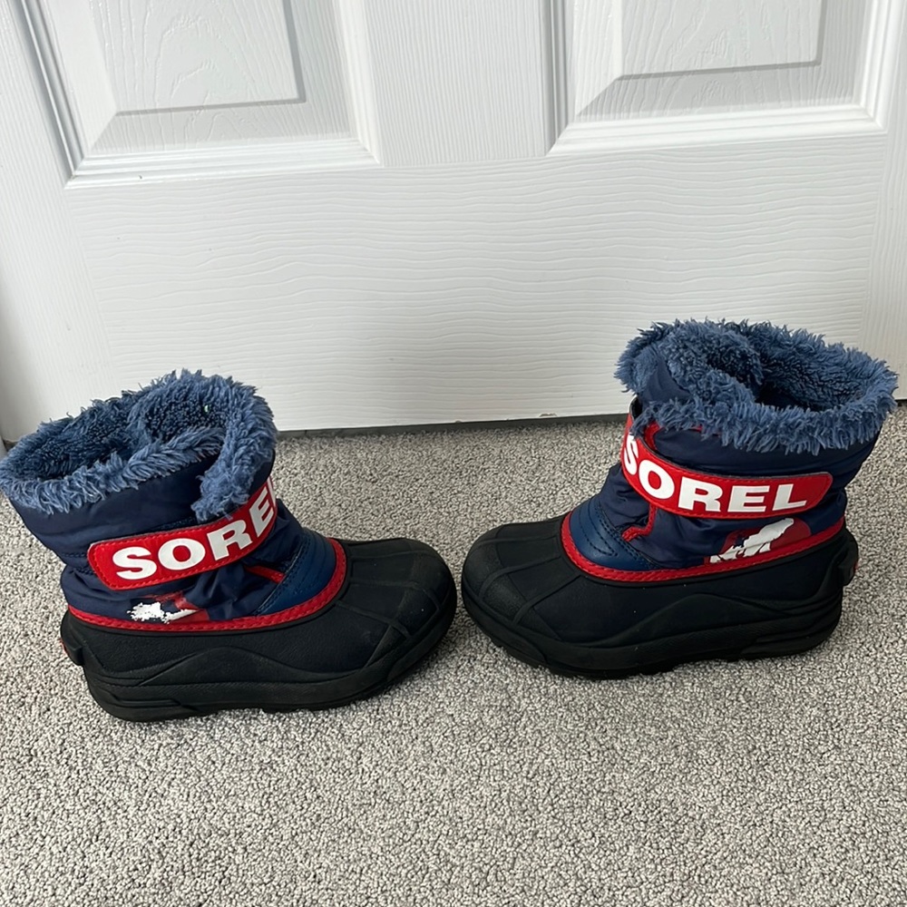 Blue and Red Kids size 12 Sorel Snow Boots